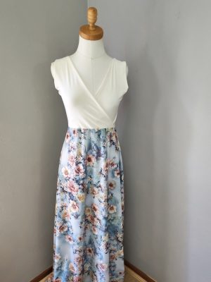Blue/yellow floral dress - in stock